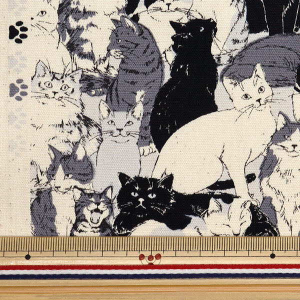 [From quantity 5] Fabric 『Oxford Animal cat pattern 1F Ban color OX41401-1F]