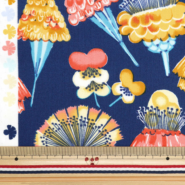 [From quantity 5] Fabric "Ueno Richiblod Geranium Navy UNRF-03-NV"