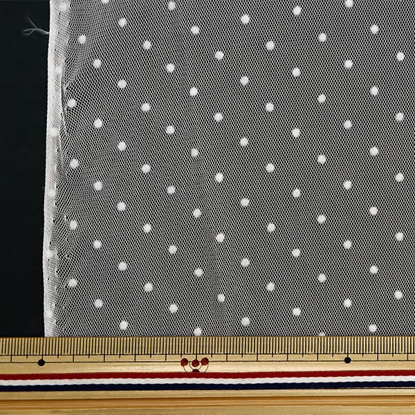 [Jusqu'à 70% de réduction sur le tissu costume] [de la quantité 5] Tissu "Milky Weauturu Flock-Dot White FT2409TC-02"