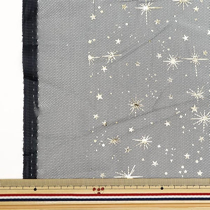 [From quantity 5] Fabric "Milky Wake Toule Star Light Black x Gold KT2411TC-01"