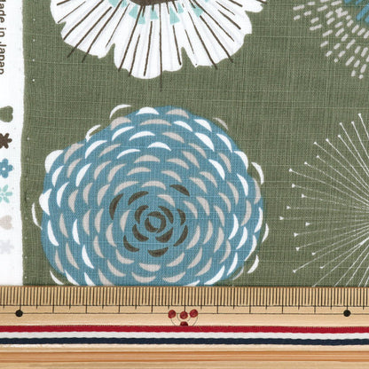 [De la quantité 5] Tissu "Emiko Collection Slove Cross Flower Circle Khaki Sec2601-K" Kiyohara Kiyohara