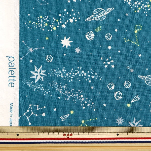数量5から】 生地 『シーチングソフト加工 ラクガキ宇宙柄 ブルー