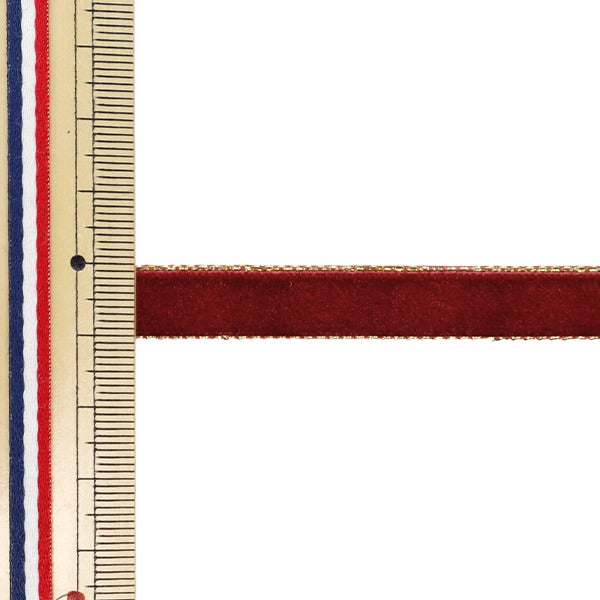 [Dalla quantità 5] Nastro "Vino in velluto con bordo metallico 50014"