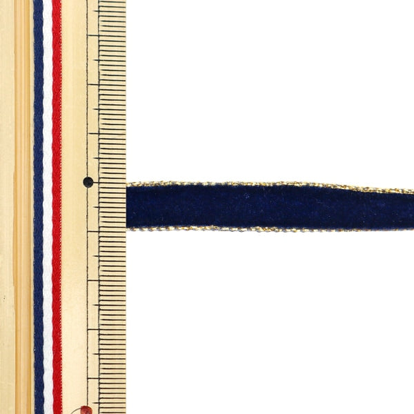 [Dalla quantità 5] Nastro "Velvet bordo metallo blu scuro 50014"