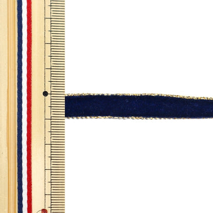 [Dalla quantità 5] Nastro "Velvet bordo metallo blu scuro 50014"