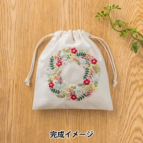 刺しゅうキット 『yulaのこころ躍る草花刺繍 小花のリース 542403