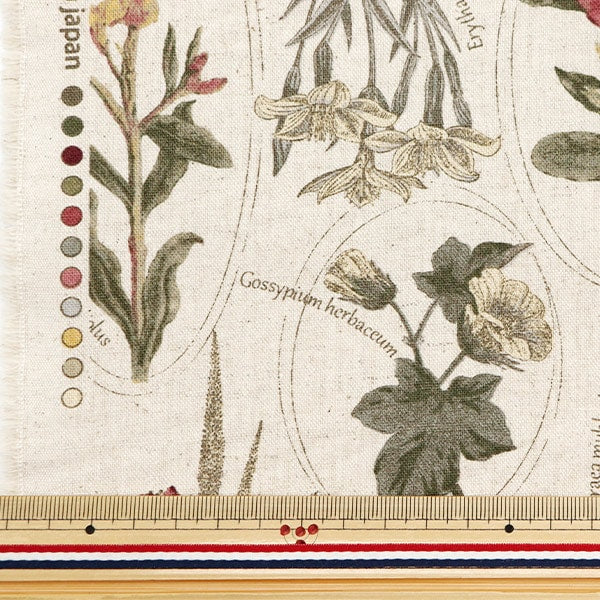 [De la quantité 5] tissu "coton hee toile botanical plante image livre rose vin rouge clen-pkre"