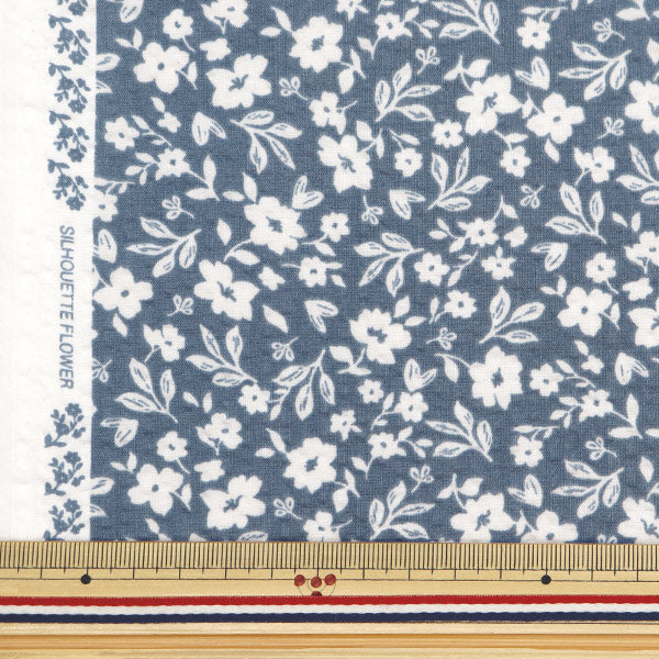 [Из 5] Ткань "Ripple Adult Ripple Silhouette Flower Thembay Blue Grey Ripsfl-DBG"