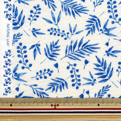 [From quantity 5] Fabric "Ripple Adult Ripple Natural Leaf Blue RIPLEAF-BL"