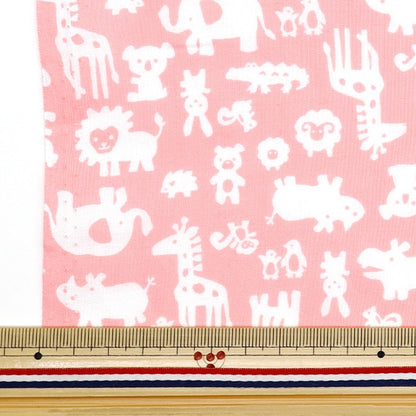 [From quantity 5] Fabric 『Sheeting Animal Park Pink NO-ANPA-A]