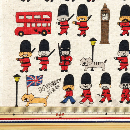 [Aus Quantität 5] Stoff "Cotton Hee Canvas Cat in London Generation KTS7026-A" Cotton Kobayashi Cotton Kobayashi Kobayashi.