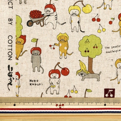 [Aus Quantität 5] Stoff "Baumwollwäsche Leinwandkatze Katze Kinari Land KTS7043-A" Cotton Kobayashi Cotton Kobayashi Kobayashi.