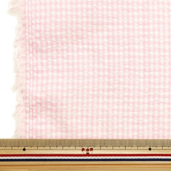 [Aus Menge 5] Stoff 『PolyesterGemischtes Spinning Soccer Gingham Check Pink SS2417YY-12]