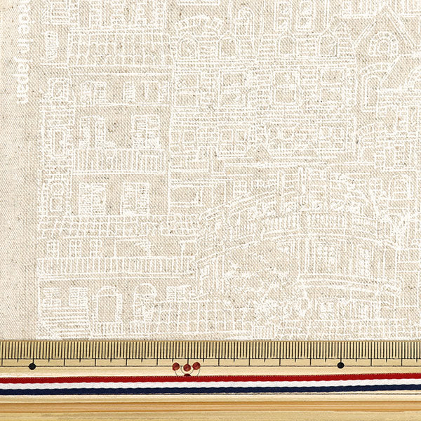 [From quantity 5] Fabric "Cotton hemp canvas home town White CLCHOME-WH"