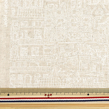 [From quantity 5] Fabric "Cotton hemp canvas home town White CLCHOME-WH"