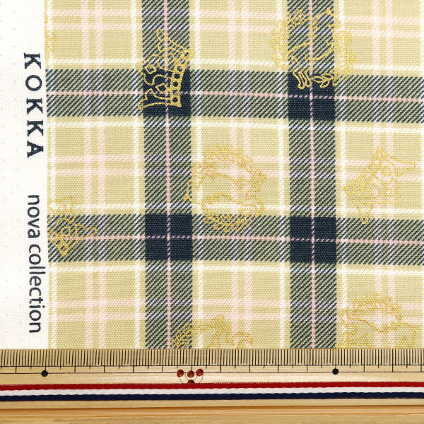 [From quantity 5] Fabric 『Oxford Colorful canvas tartan check beige cocan-che-be] KOKKA