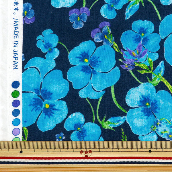 [From quantity 5] Fabric "Hibiya Hanadai Florist Pattern Lawn Defensive Flowers Pansy Pattern Navy HBY-10002-NV]