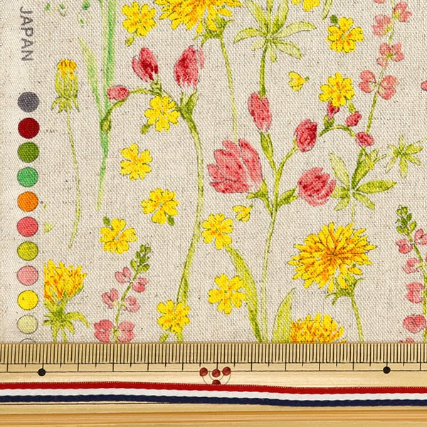 [Aus Quantität 5] Stoff "Hibiya Hanadai Florist Floral Cotton Linu Leinwand Blooming Garden Spring Muster Elfenbein HBY-10009-IV"