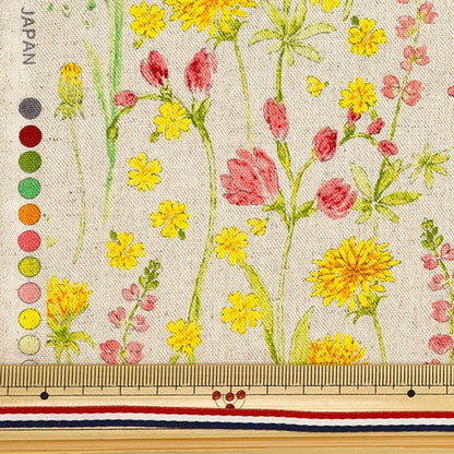 [Aus Quantität 5] Stoff "Hibiya Hanadai Florist Floral Cotton Linu Leinwand Blooming Garden Spring Muster Elfenbein HBY-10009-IV"