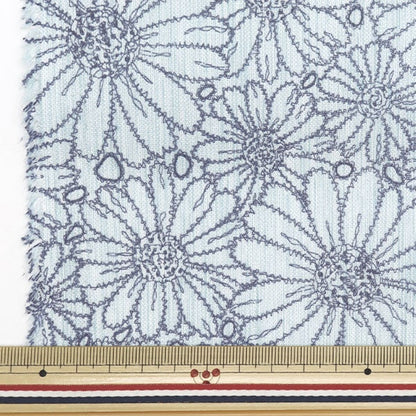 [De la cantidad 5] Fabric "Takashima Chigi Line Drawing Patrón floral Azul Light 205041-12"