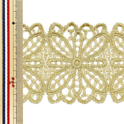 [الكمية من 5] الحرف اليدويةالزركشة "دانتيل معدني بعرض 6.7 سم تقريبًا، ذهبي GY-99-24-1"