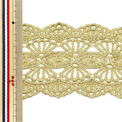 [الكمية من 5] الحرف اليدويةالزركشة "دانتيل معدني بعرض 6.5 سم تقريبًا، ذهبي GY-99-24-3"
