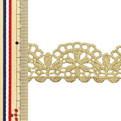 [الكمية من 5] الحرف اليدويةالزركشة "دانتيل معدني بعرض 2.7 سم تقريبًا، ذهبي GY-99-24-8"