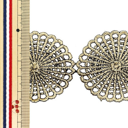 [الكمية من 5] الحرف اليدويةالزركشة "دانتيل معدني بعرض 4.5 سم تقريبًا، ذهبي أسود GY-99-24-10"