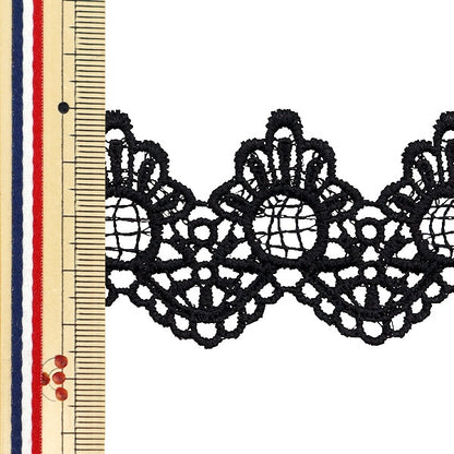 [Dalla quantità 5] artigianatoTrim "Pizzo metallico di circa 4,5 cm largo GY-99-24-17 nero"