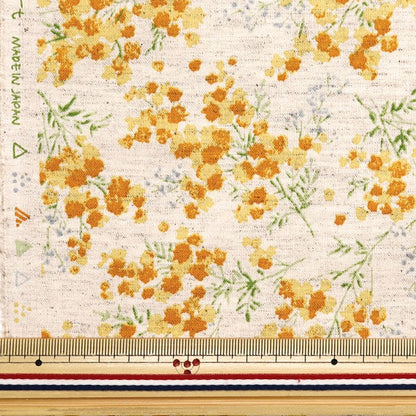 [From quantity 5] Fabric "MOMEN-T moment cotton linen sofrey mimosa total pattern kinari 144-8050-NA" [Yuzawayaoriginal】