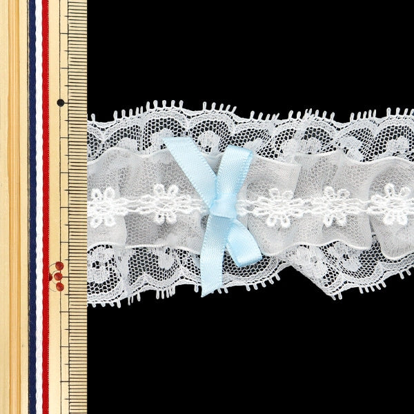 [수량 5에서] 레이스리본테이프 "리본약 60mm 너비 밝은 파란색 FR2349의 장식 레이스]