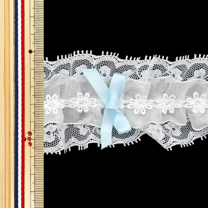 [수량 5에서] 레이스리본테이프 "리본약 60mm 너비 밝은 파란색 FR2349의 장식 레이스]