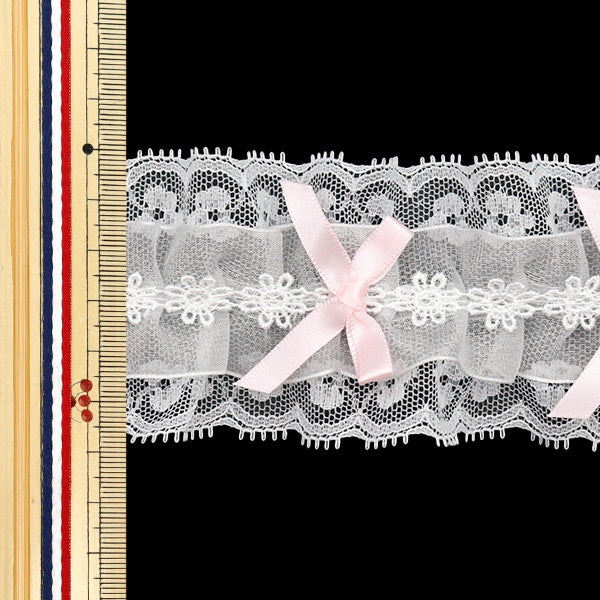 [수량 5에서] 레이스리본테이프 "리본약 60mm 너비 핑크 FR2349의 장식 경주]