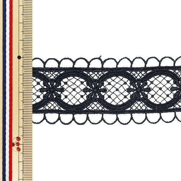 [수량 5에서] 레이스리본테이프 "레이스 블랙 약 3.8cm 너비 ISY-6-24-12B"