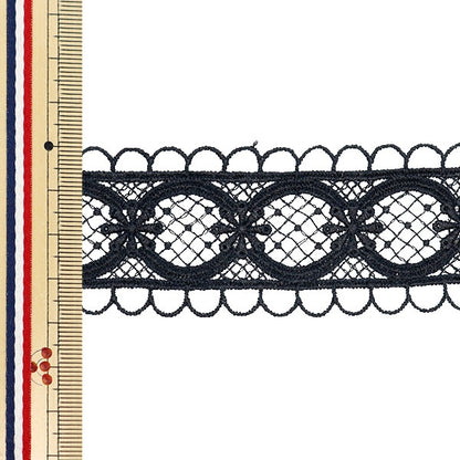 [수량 5에서] 레이스리본테이프 "레이스 블랙 약 3.8cm 너비 ISY-6-24-12B"