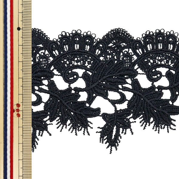[수량 5에서] 레이스리본테이프 "레이스 블랙 약 7.6cm 너비 ISY-6-24-14B"