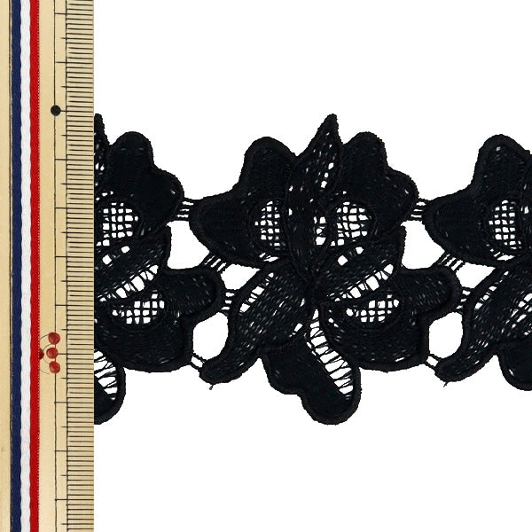 [수량 5에서] 레이스리본테이프 "레이스 블랙 약 6.5cm 너비 ISY-6-24-15B"