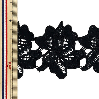 [수량 5에서] 레이스리본테이프 "레이스 블랙 약 6.5cm 너비 ISY-6-24-15B"