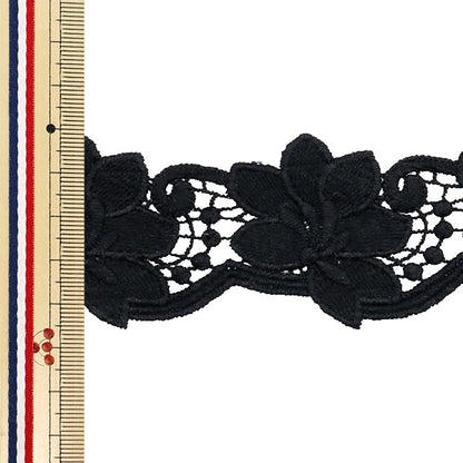 [수량 5에서] 레이스리본테이프 "레이스 블랙 너비 약 4.5cm isy-6-24-18b"