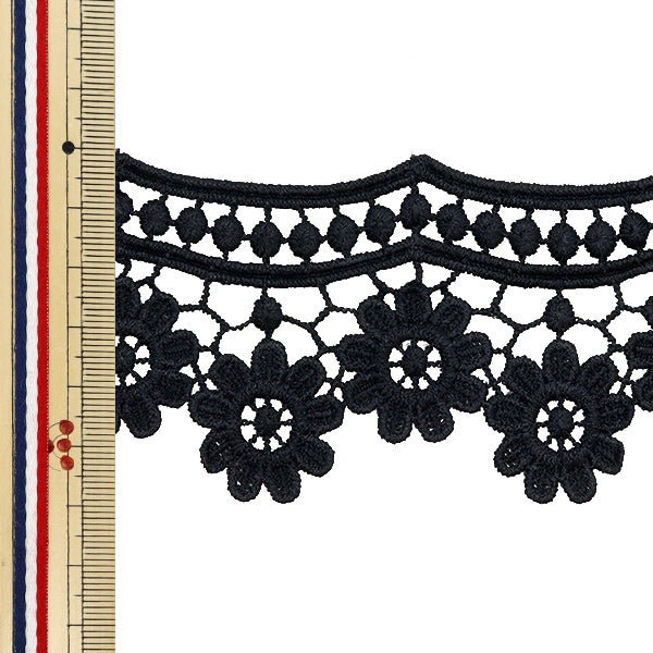 [수량 5에서] 레이스리본테이프 "레이스 블랙 약 6cm 너비 ISY-6-24-19B"