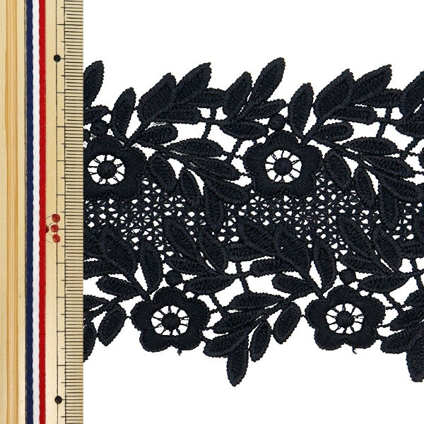 [수량 5에서] 레이스리본테이프 "레이스 블랙 약 9.5cm 너비 ISY-6-24-23B"