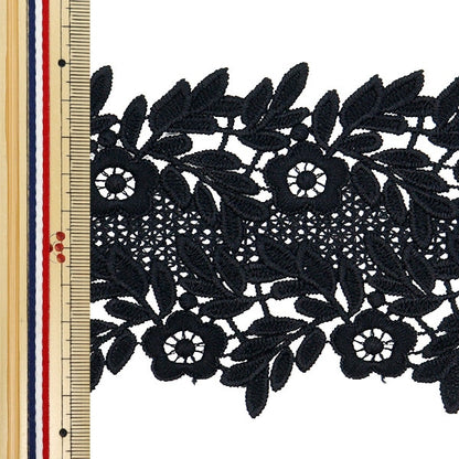 [수량 5에서] 레이스리본테이프 "레이스 블랙 약 9.5cm 너비 ISY-6-24-23B"