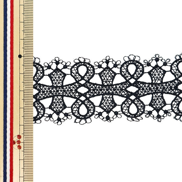 [수량 5에서] 레이스리본테이프 "레이스 검은 색 약 4cm 너비 ISY-6-24-6B"