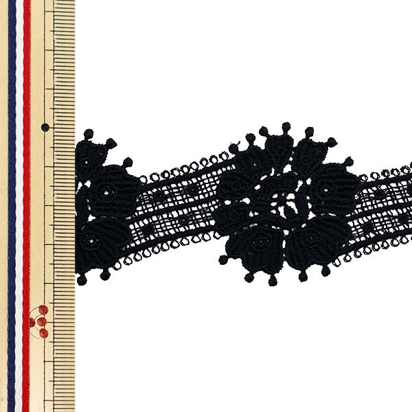 [수량 5에서] 레이스리본테이프 "레이스 블랙 약 4.1cm 너비 ISY-6-24-7B"