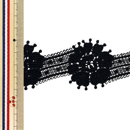 [수량 5에서] 레이스리본테이프 "레이스 블랙 약 4.1cm 너비 ISY-6-24-7B"