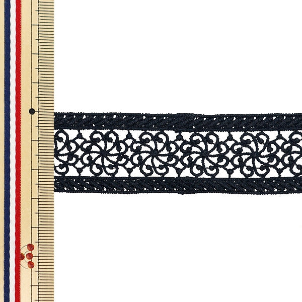 [수량 5에서] 레이스리본테이프 "레이스 블랙 약 3.7cm 너비 ISY-6-24-8B"