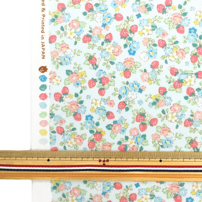 [From quantity 5] Fabric "Broad Find My Strawberry and Flower Blue AP35407-1D"