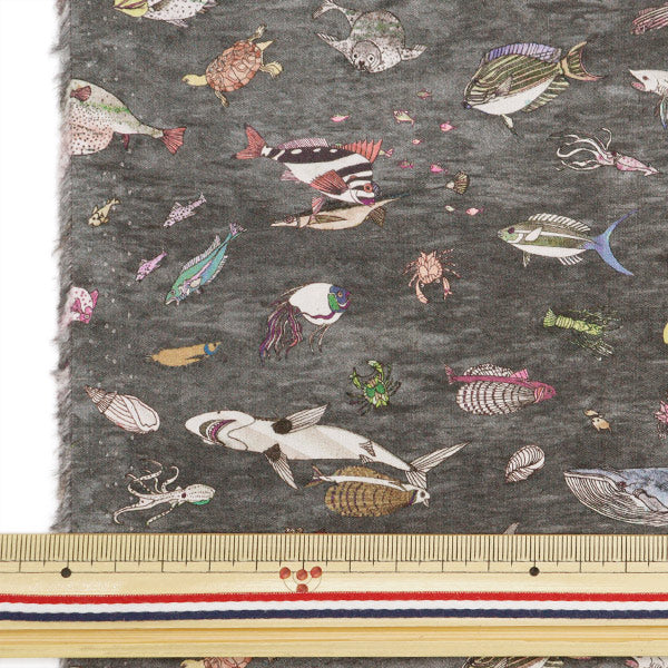 [From quantity 5] Fabric "Liberty Fabric Tana lawn Brian's Aquarium 363J4212-Du] Liberty Japan