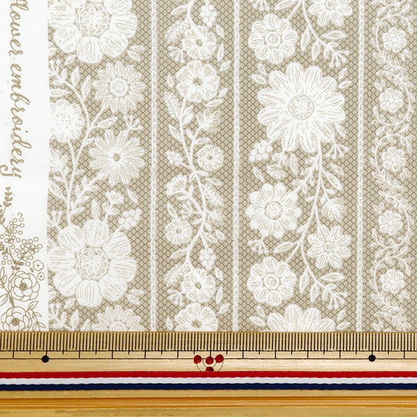 [From quantity 5] Fabric "Broad Racing Tape Flower Beige BREMFL-BE"