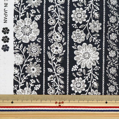 [De la quantité 5] tissu "Broad Race Tape Flower Black Bremfl-Bk"